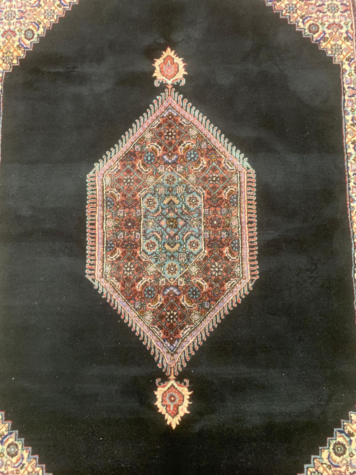 Laine Tapis vintage noir, tapis géométrique en médaillon, tapis d'intérieur pour salle de séjour en vente