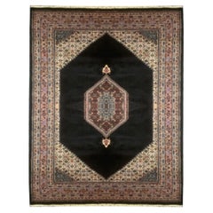 Black Vintage Rug, Geometric Rug Medallion Carpet, Home Interior Livingroom Rug