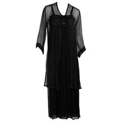 Black Vintage Yves Saint Laurent Beaded Maxi Dress