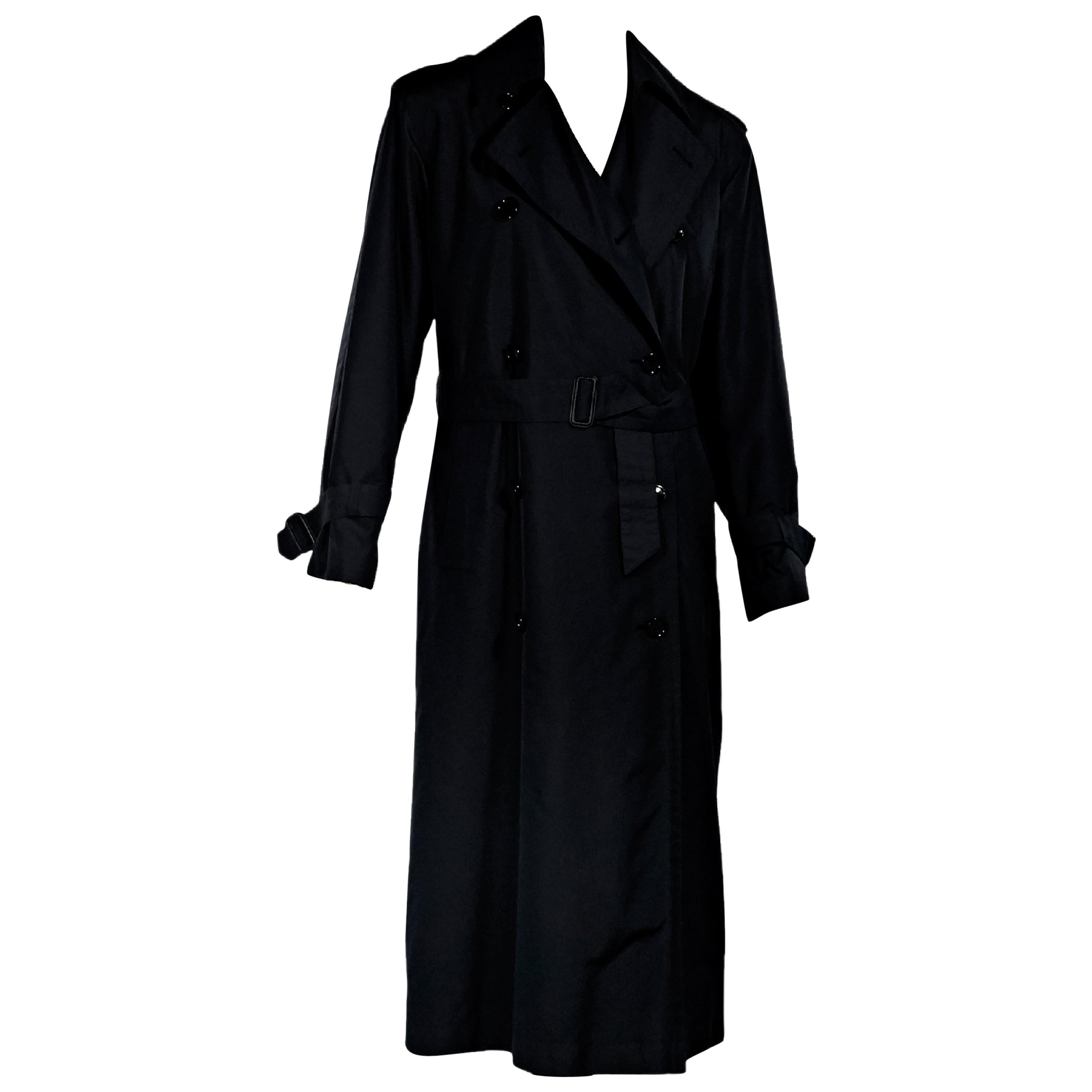 Black Vintage Yves Saint Laurent Silk Trench Coat