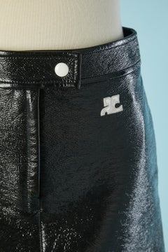 Black vinyl A-Line mini skirt COURREGES
