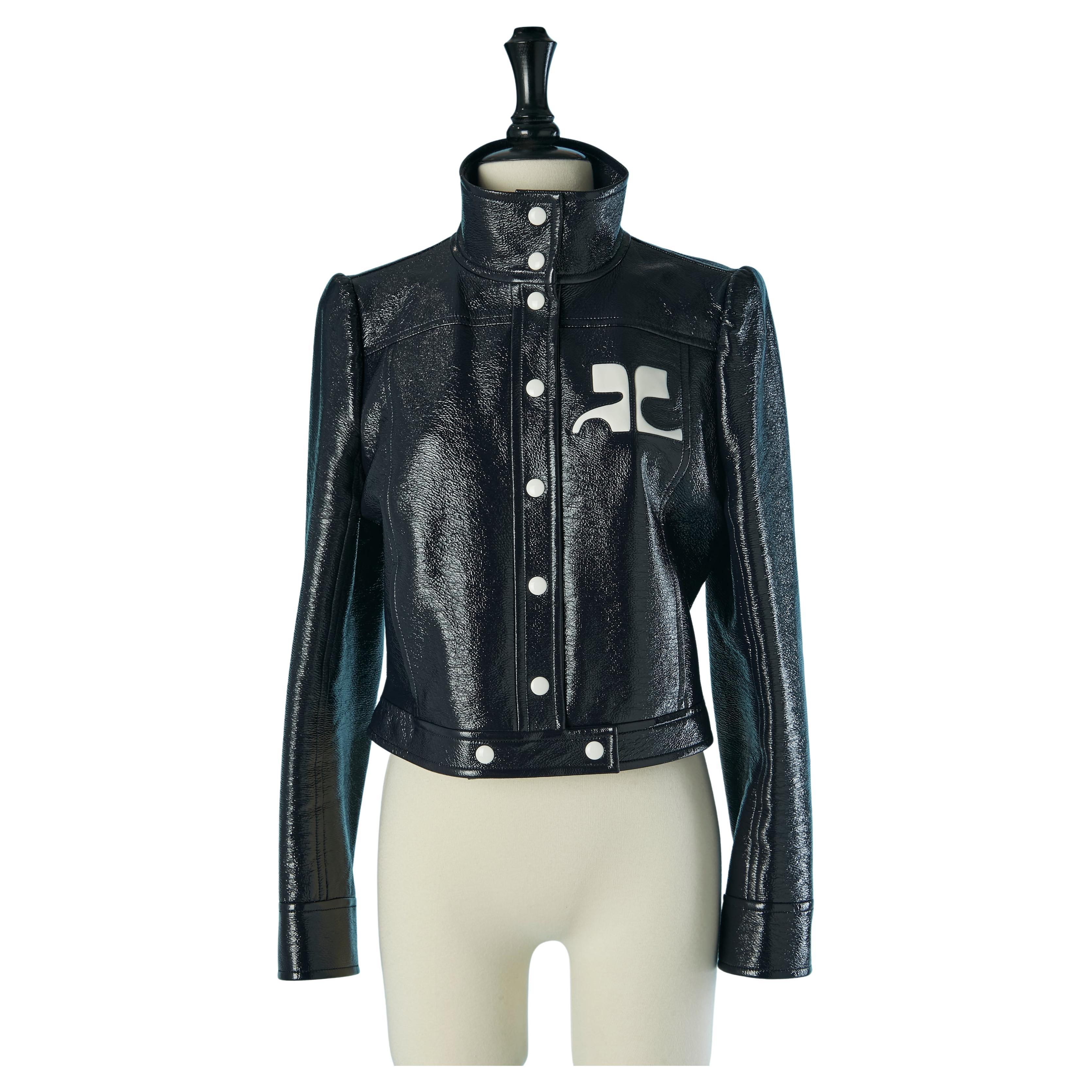 Chaqueta de vinilo negro COURRÈGES en venta