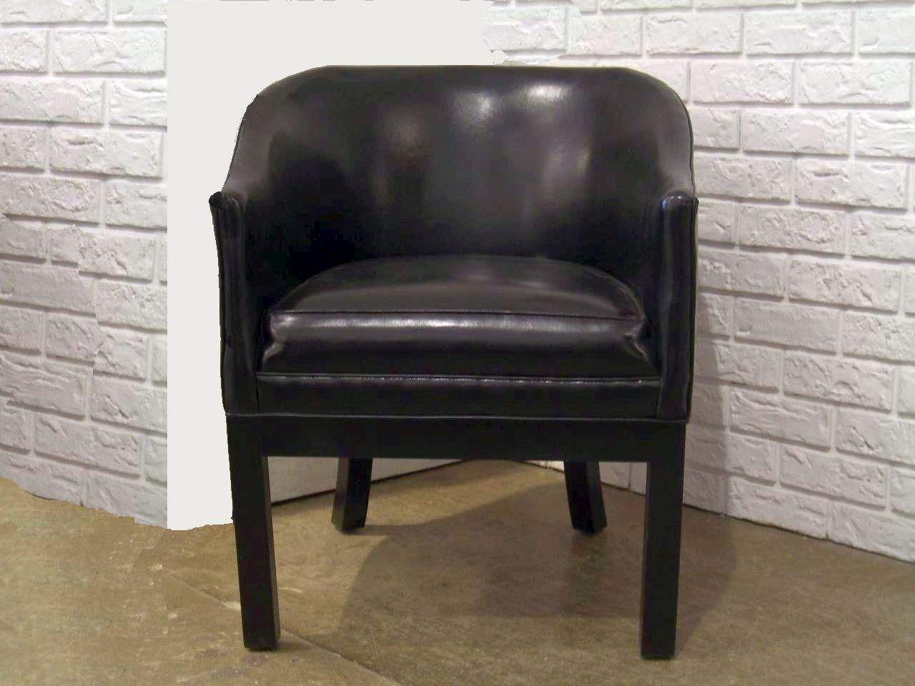 Mid-Century Modern Black Vinyl Occasional Chair For Sale