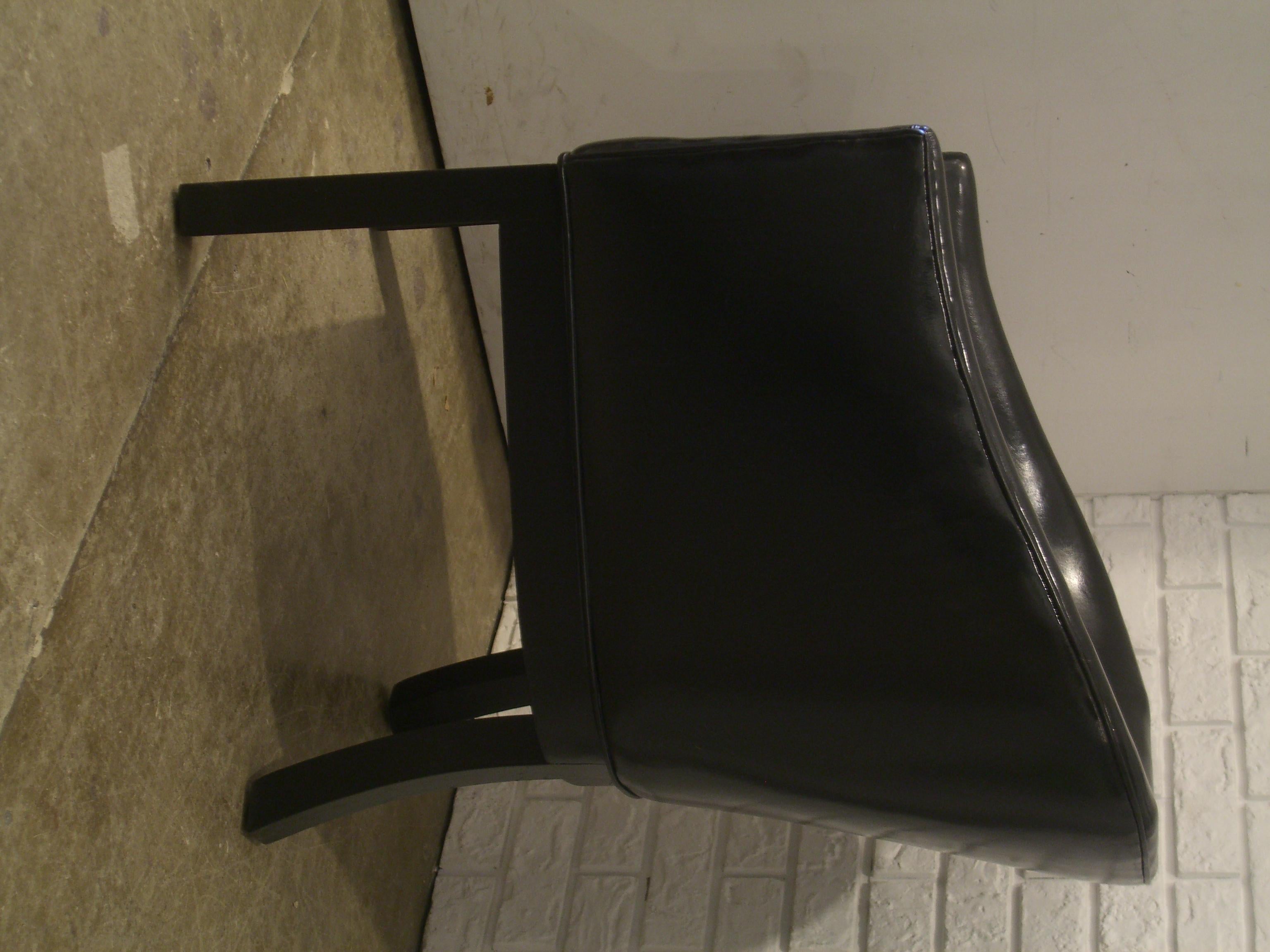 Black Vinyl Occasional Chair In Fair Condition For Sale In Washington, DC