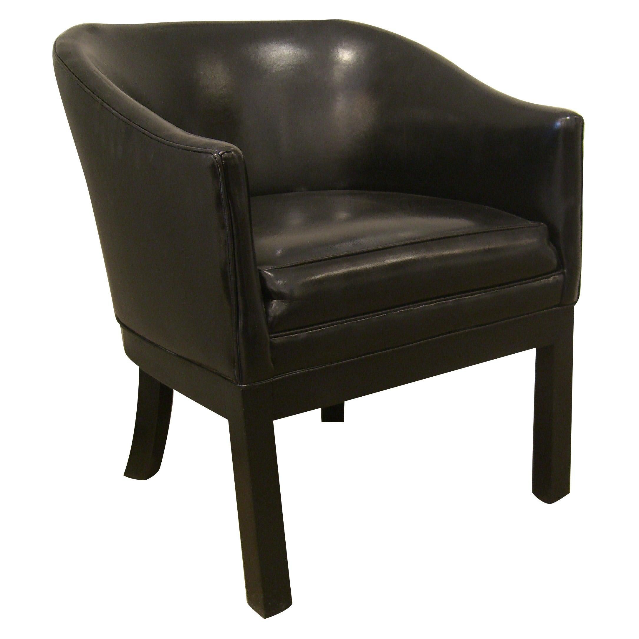 Black Vinyl Occasional Chair For Sale
