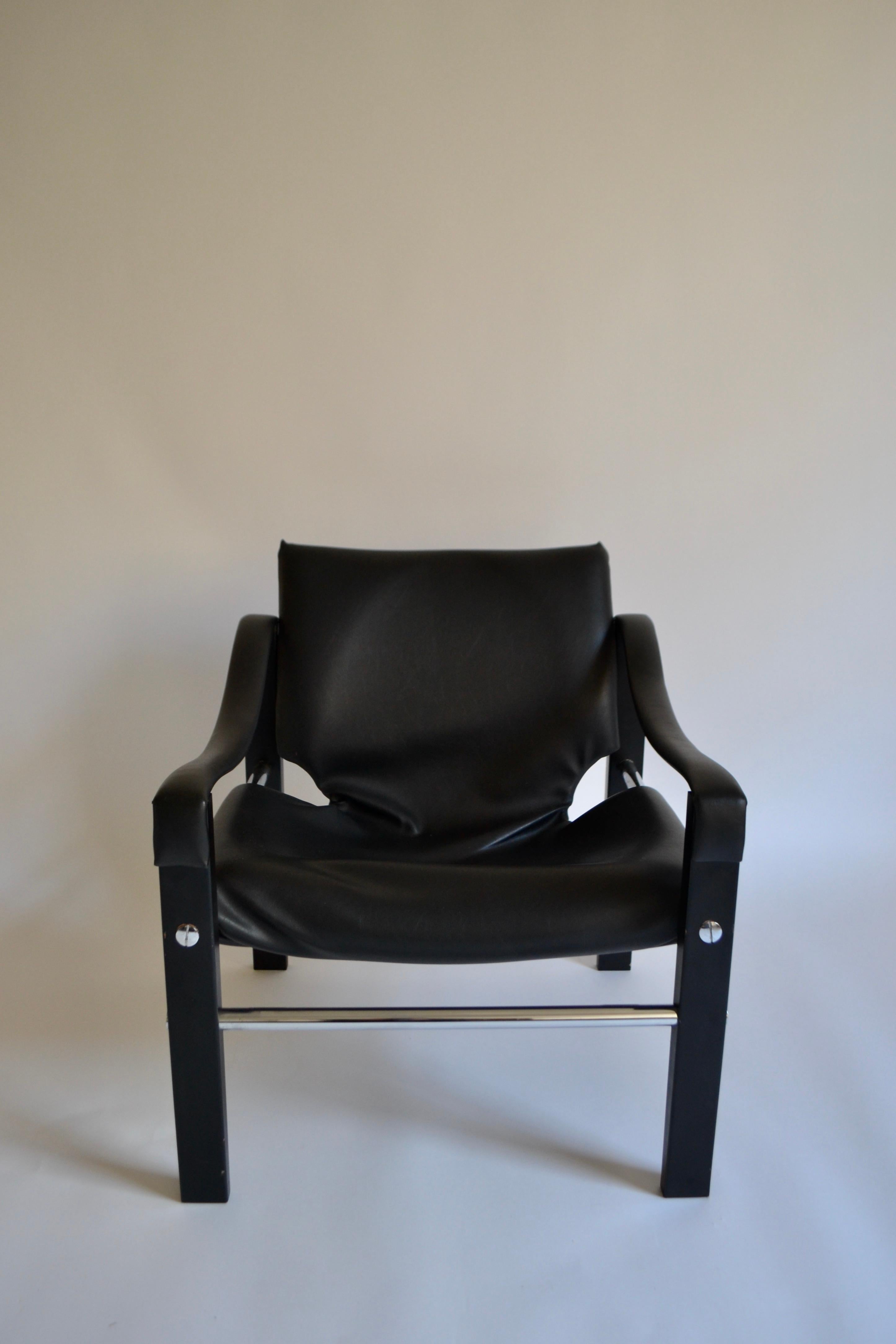 Black Vinyl Safari Chair by Maurice Burke for Arkana, 1980s In Good Condition In London, GB
