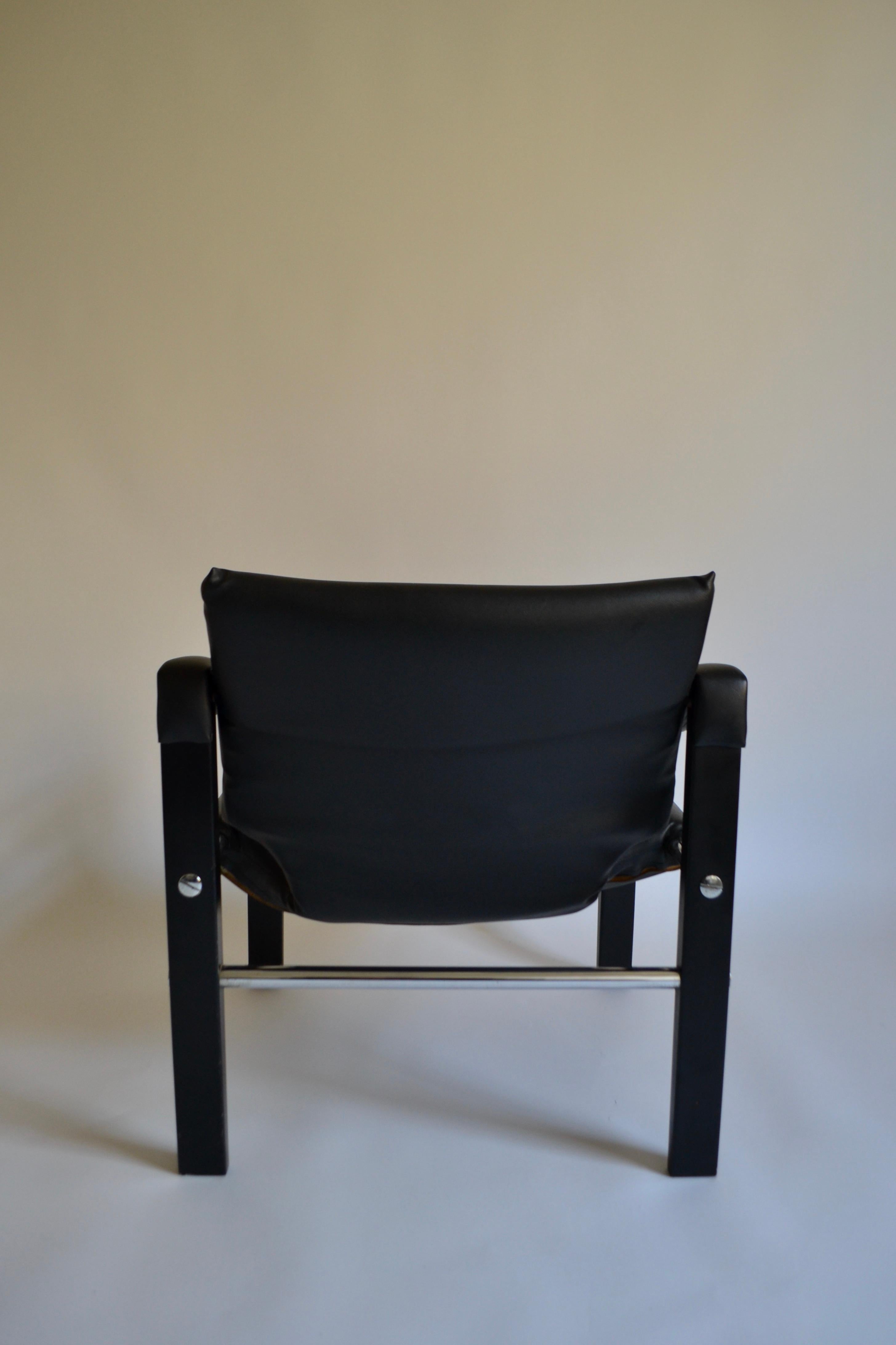 Late 20th Century Black Vinyl Safari Chair by Maurice Burke for Arkana, 1980s