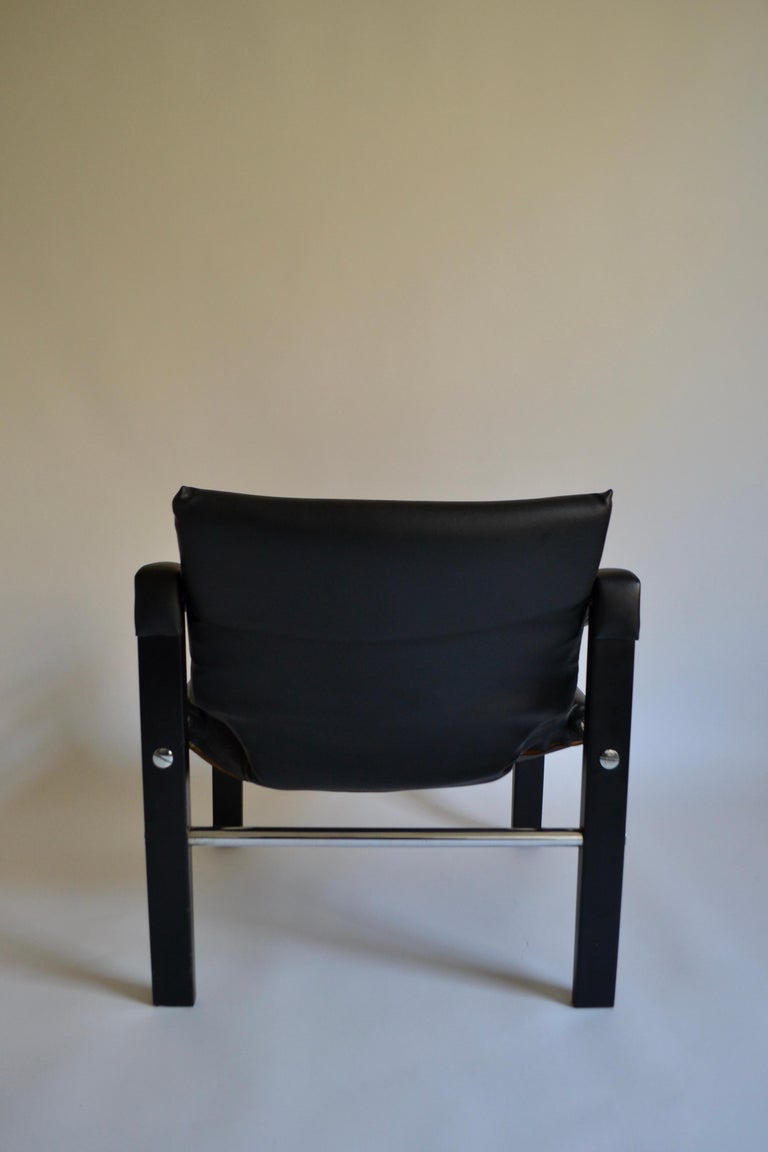 Late 20th Century Black Vinyl Safari Chair by Maurice Burke for Arkana, 1980s For Sale