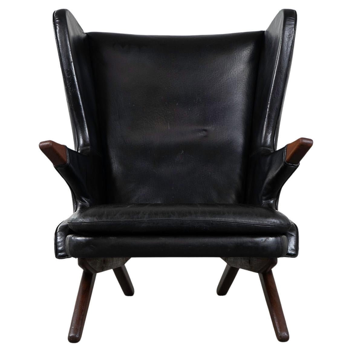 Black Vinyl & Teak Danish "Model 91" Chair by Svend Skipper  For Sale