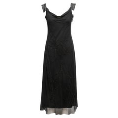 Black Vivienne Tam Embroidered Mesh Maxi Dress Size 3