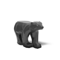 Black Walking Bear Side or End Table Contemporary Handmade Hydrostone Sculpture