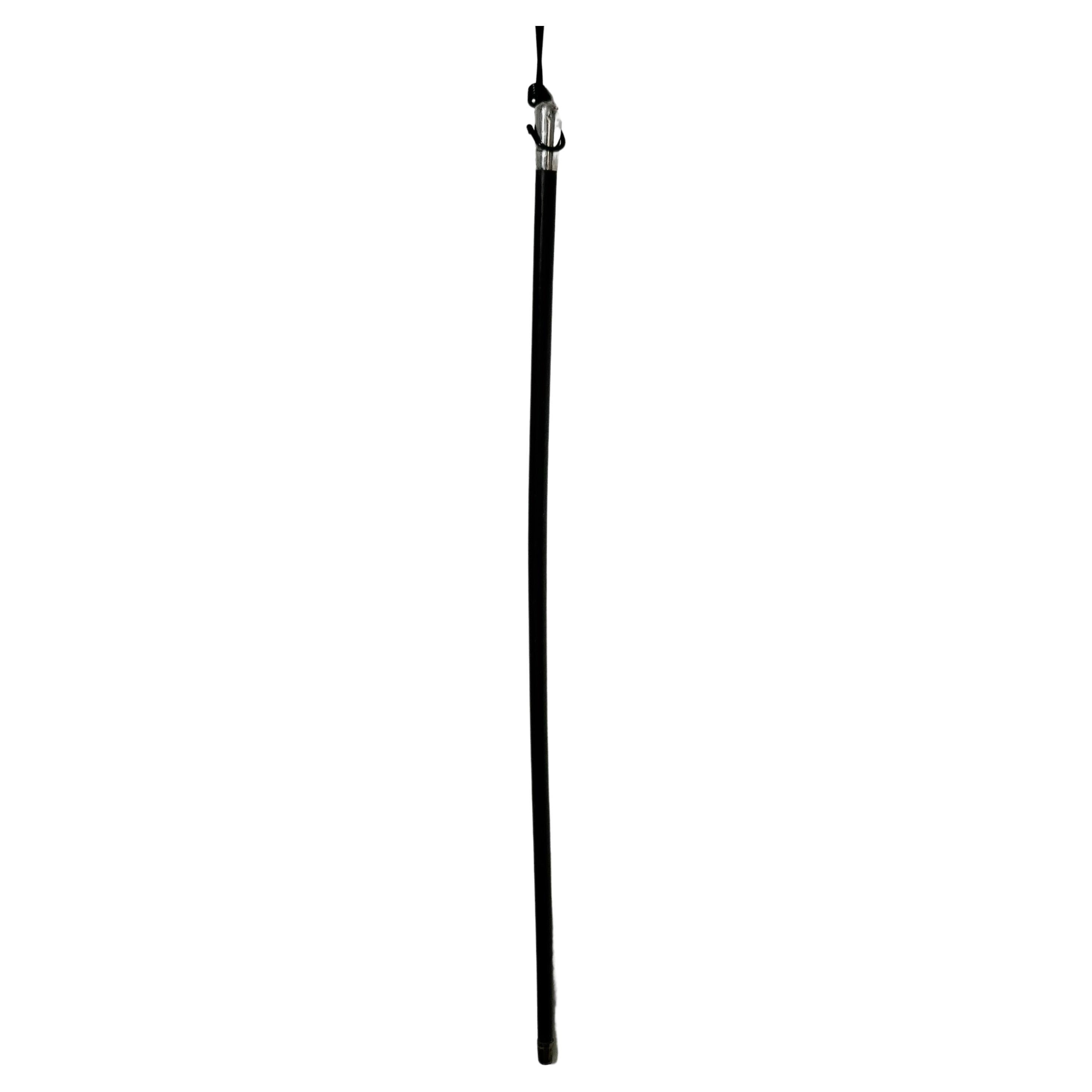 Black Walking Stick With Silver Hall Marked  Handle.   