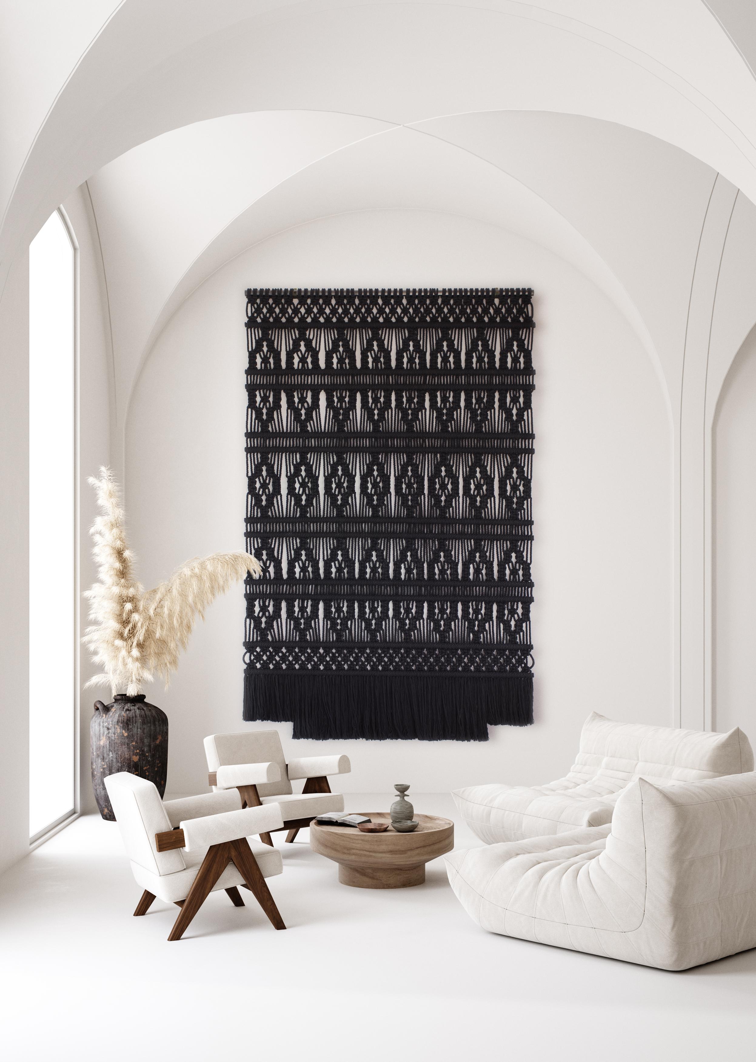 Black Wall Hanging Rug by Milla Novo In New Condition In Geneve, CH