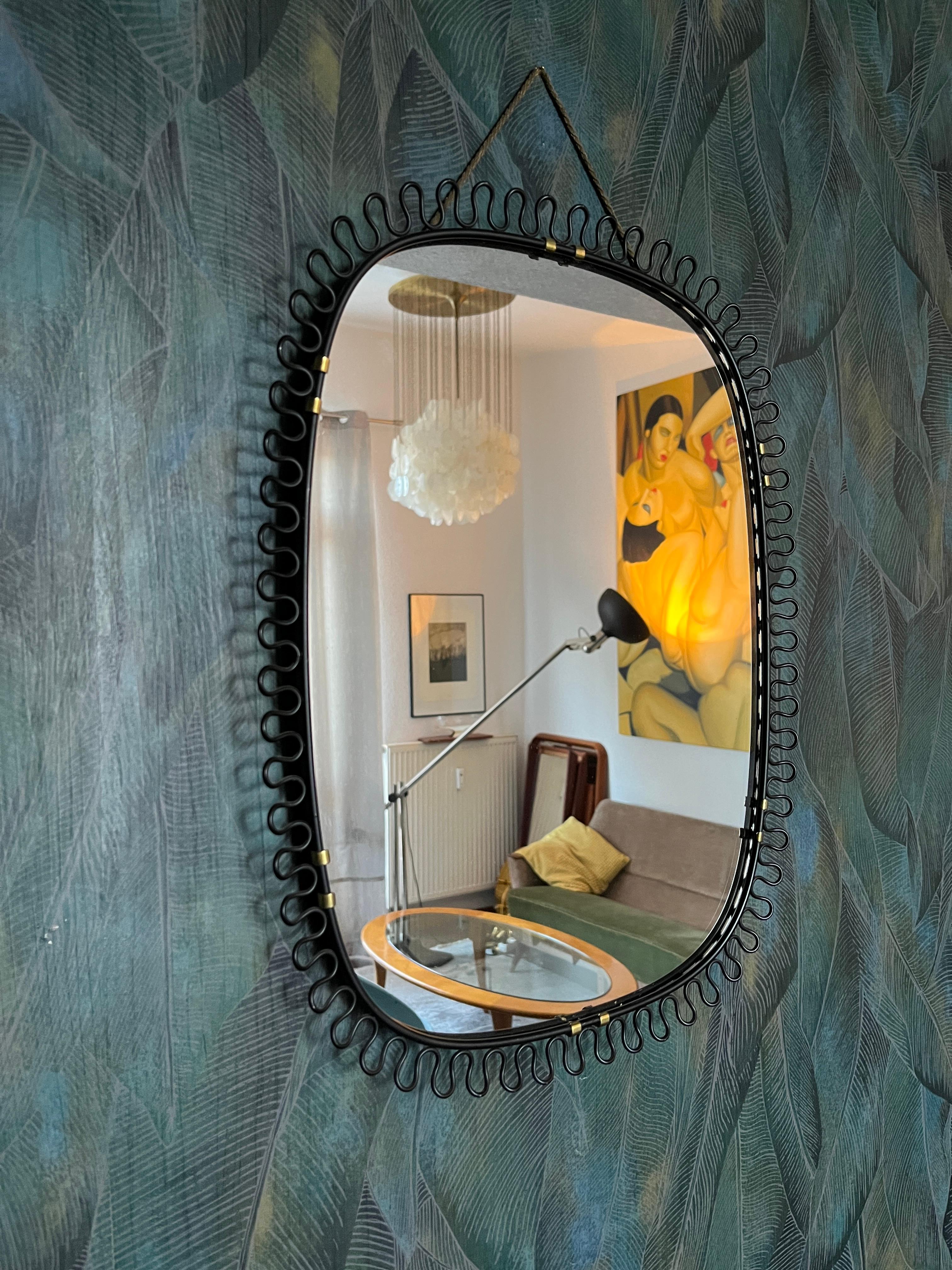 Mid-Century Modern Miroir mural noir par Josef Frank Svenskt Tenn, années 1950 en vente