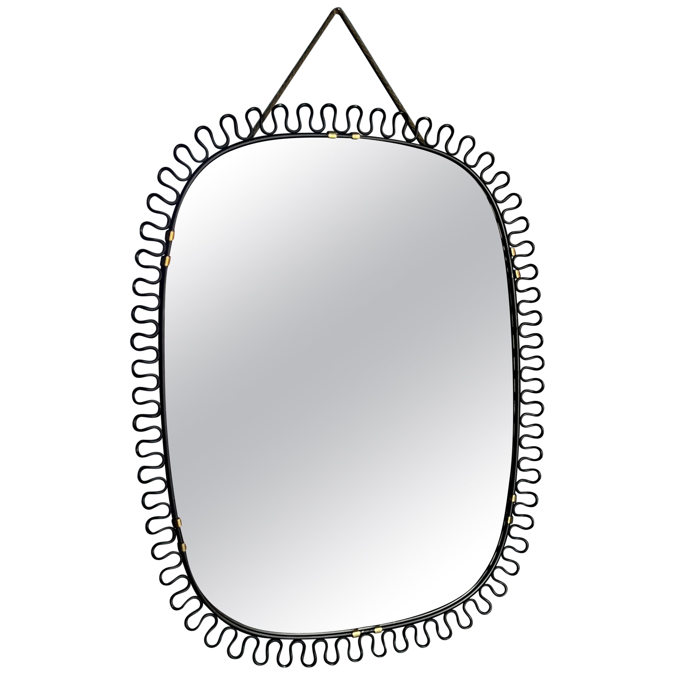Black Wall Mirror by Josef Frank Svenskt Tenn, 1950s