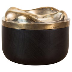 Black Walnut and Cast Bronze Round Box by Vincent Pocsik, in Stock