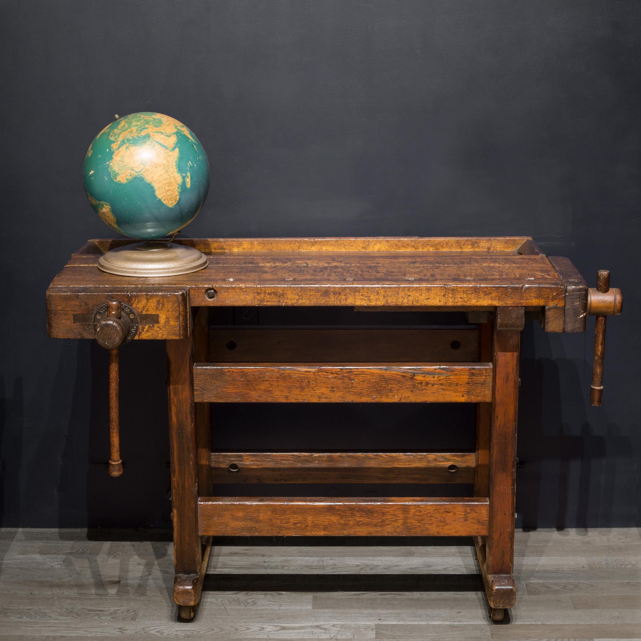 Rustic Black Walnut and Douglas Fir American Carpenter's Workbench, circa 1900