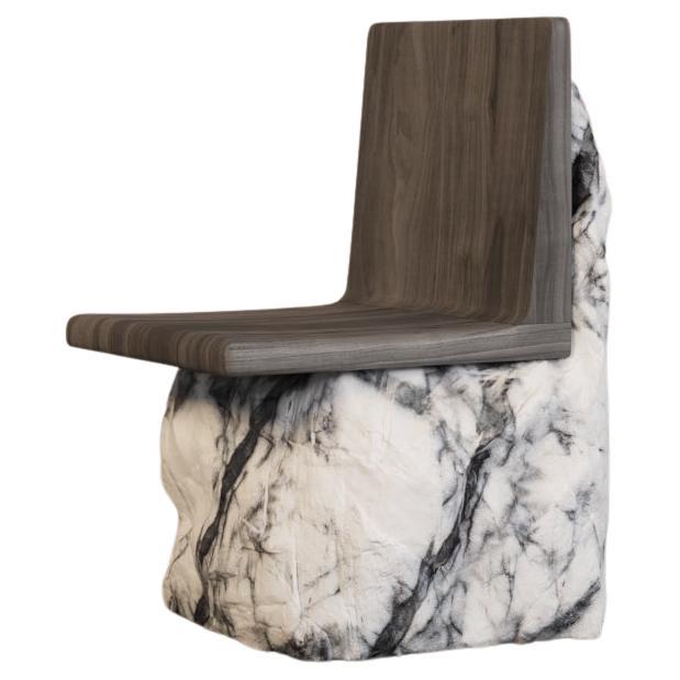 Black Walnut and Pele Tigre Marble Chair For Sale