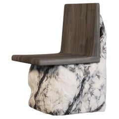 Black Walnut and Pele Tigre Marble Chair