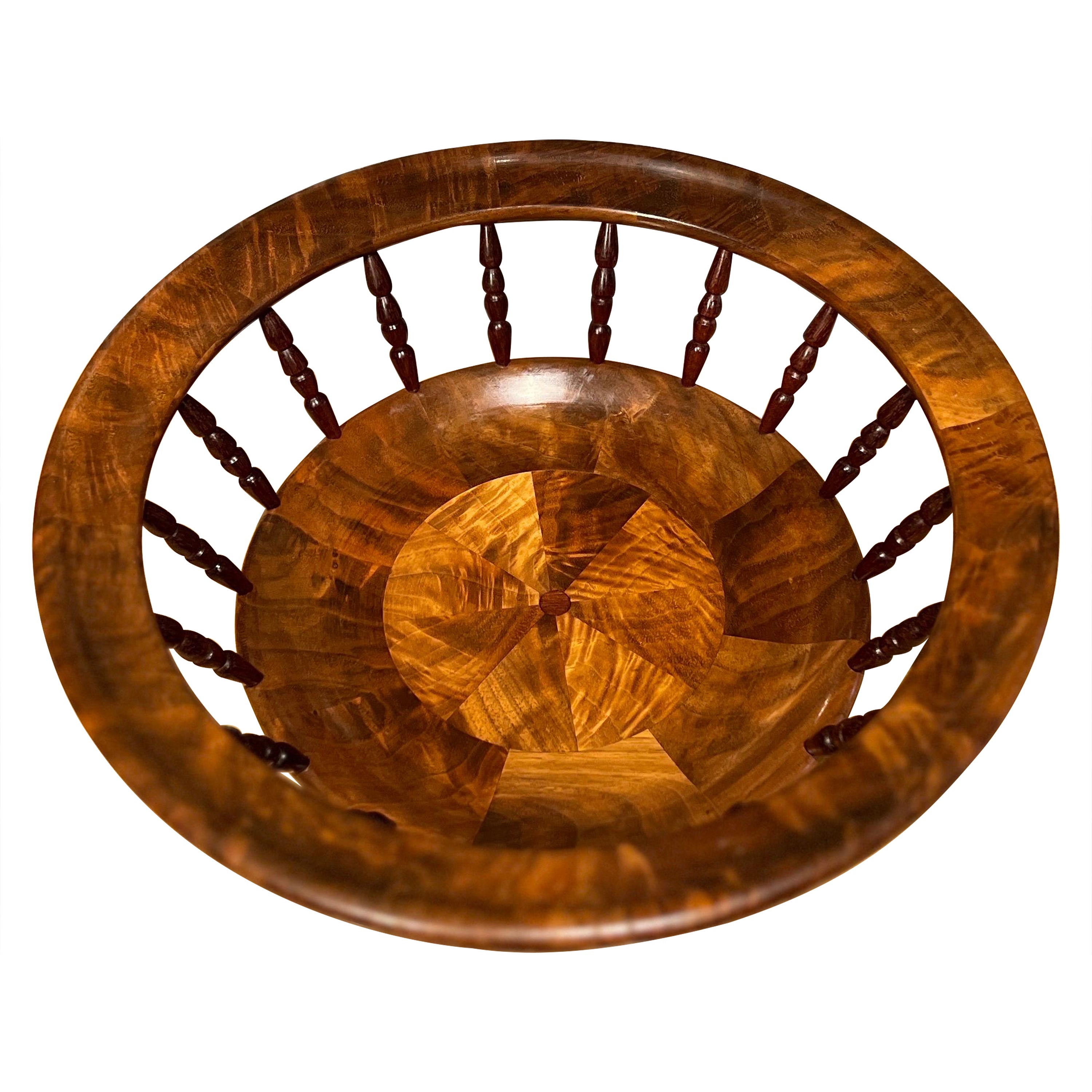 Black Walnut & Blood Wood Studio Turned Wood Fruit Bowl - Signed