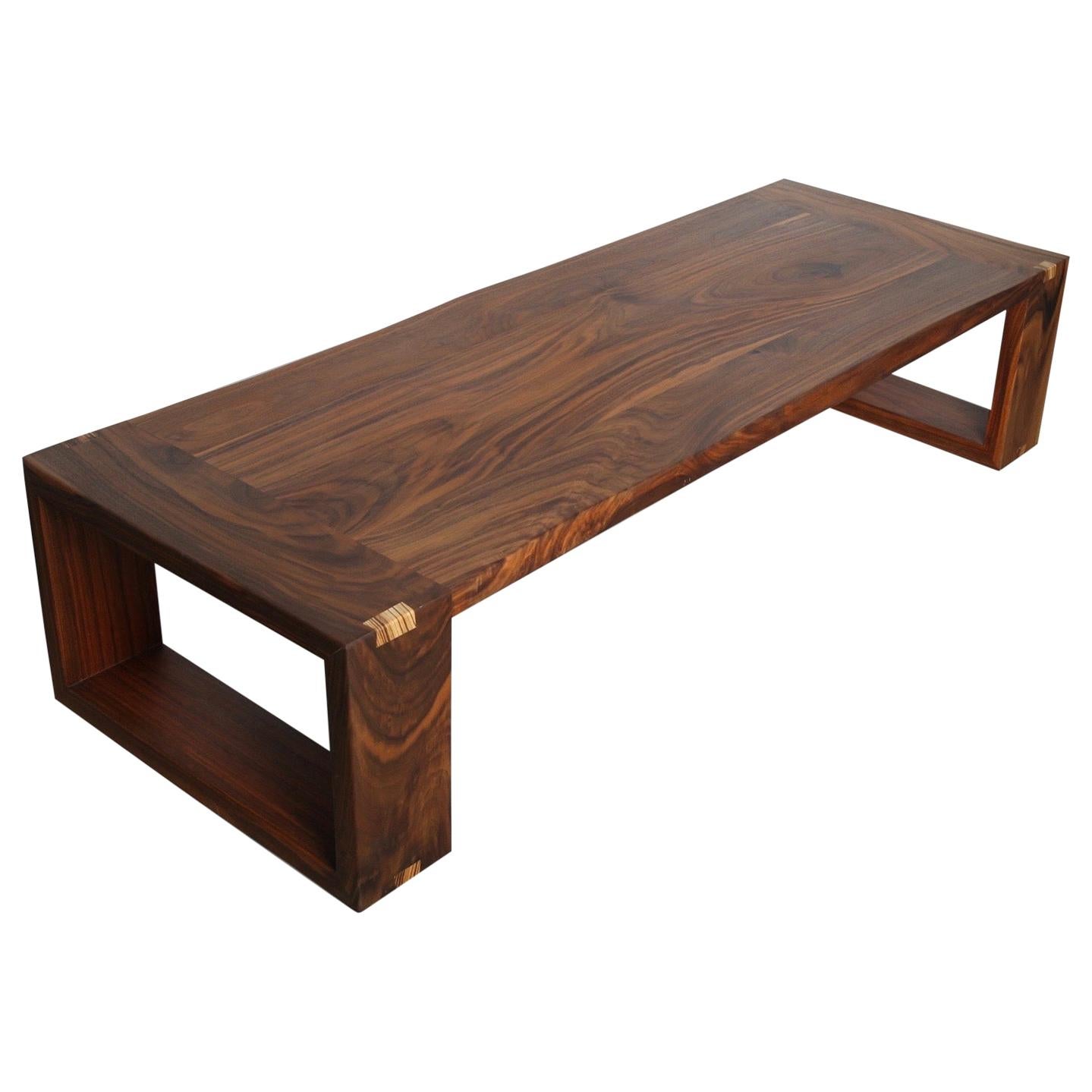 Black Walnut Coffee Table, Natural Edge Detail, in Stock For Sale