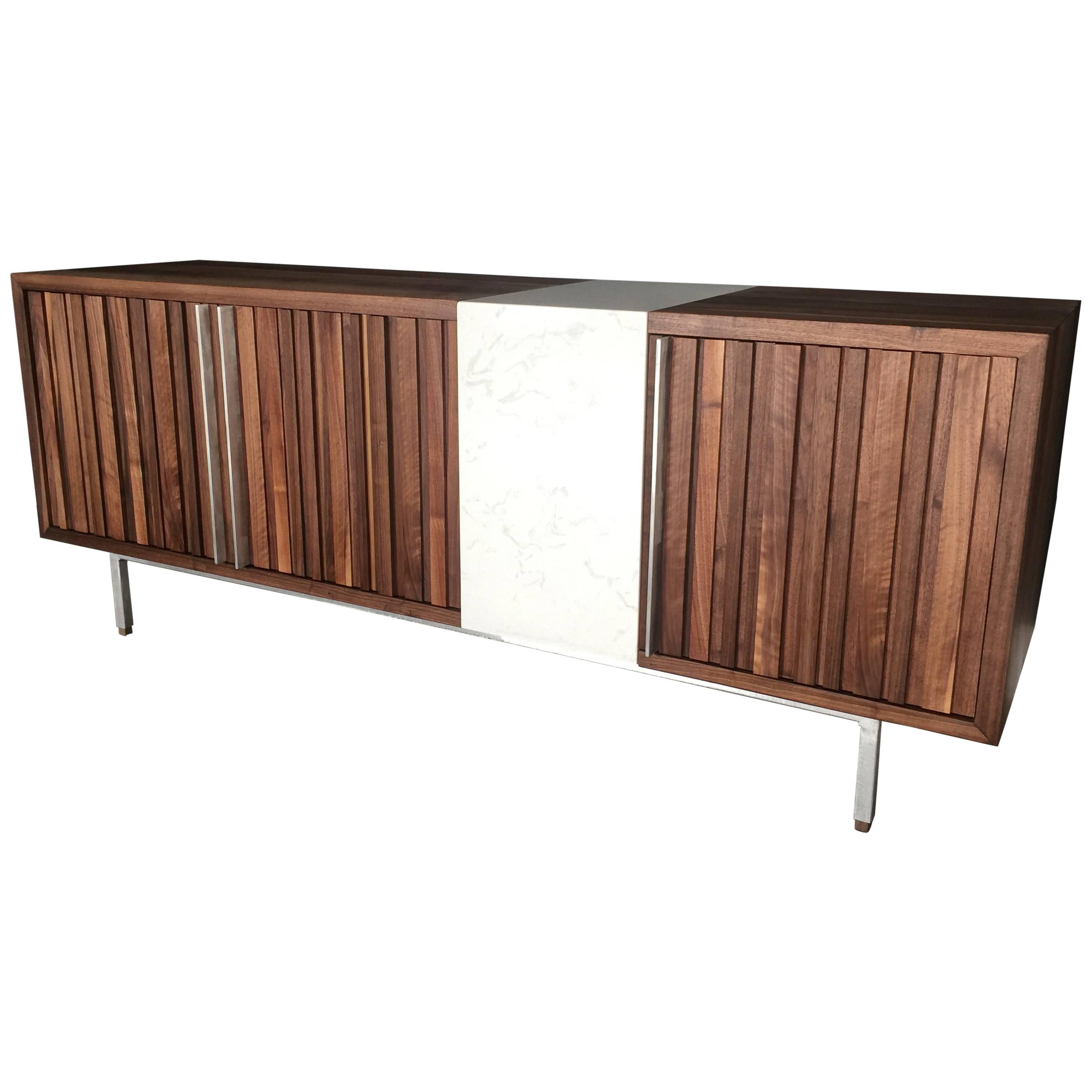 Black Walnut Credenzas on Aluminum with quartz For Sale at 1stDibs