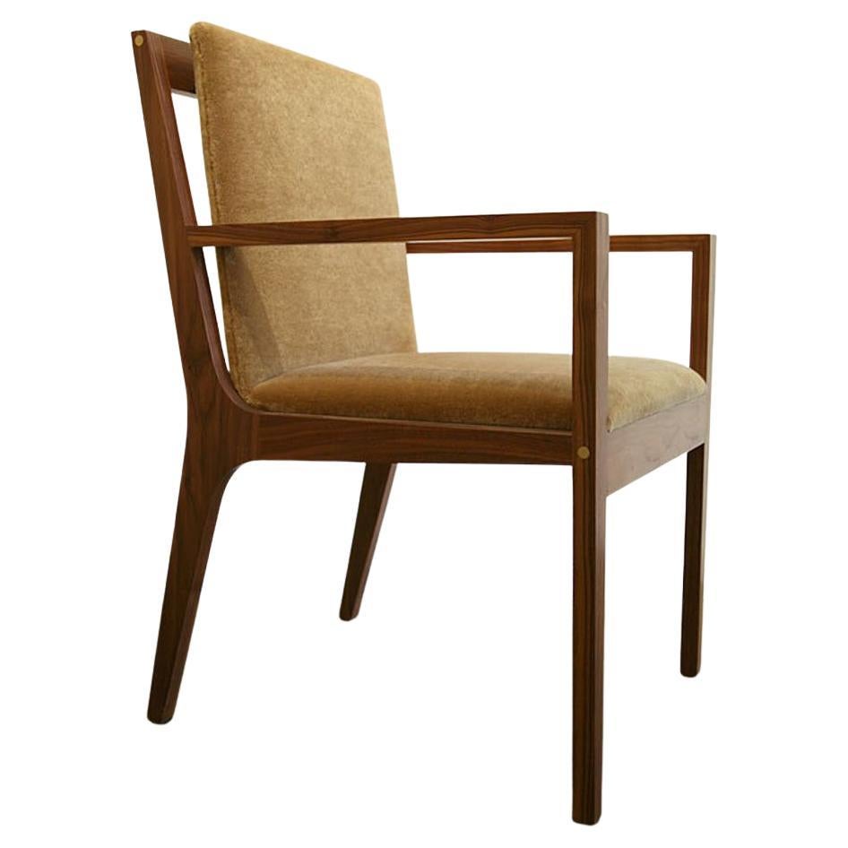 Silla de Comedor Moderna de Nogal Negro con Cojín de Tela de Mohair