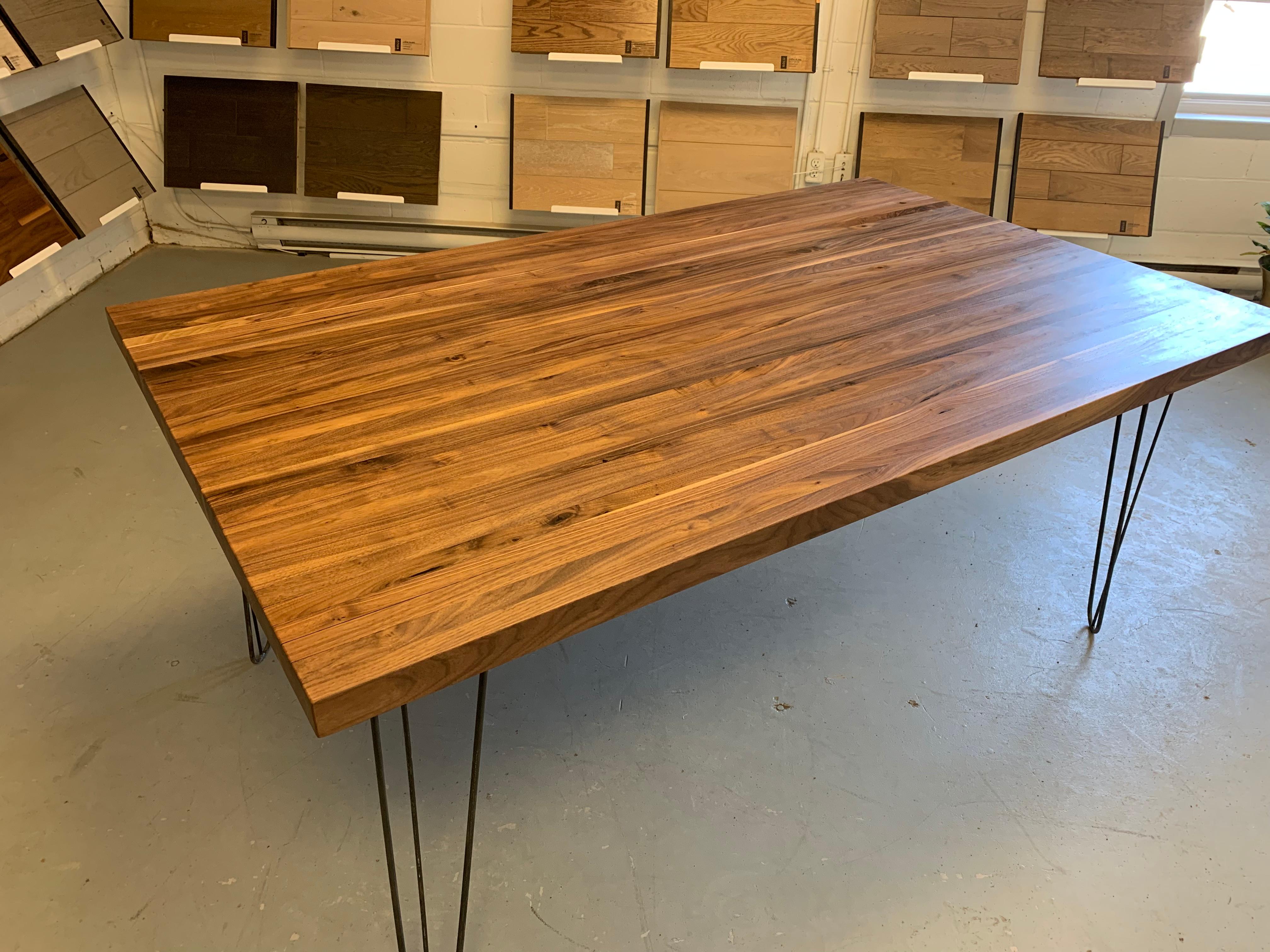 Canadian Black Walnut Dining Table on Steel For Sale