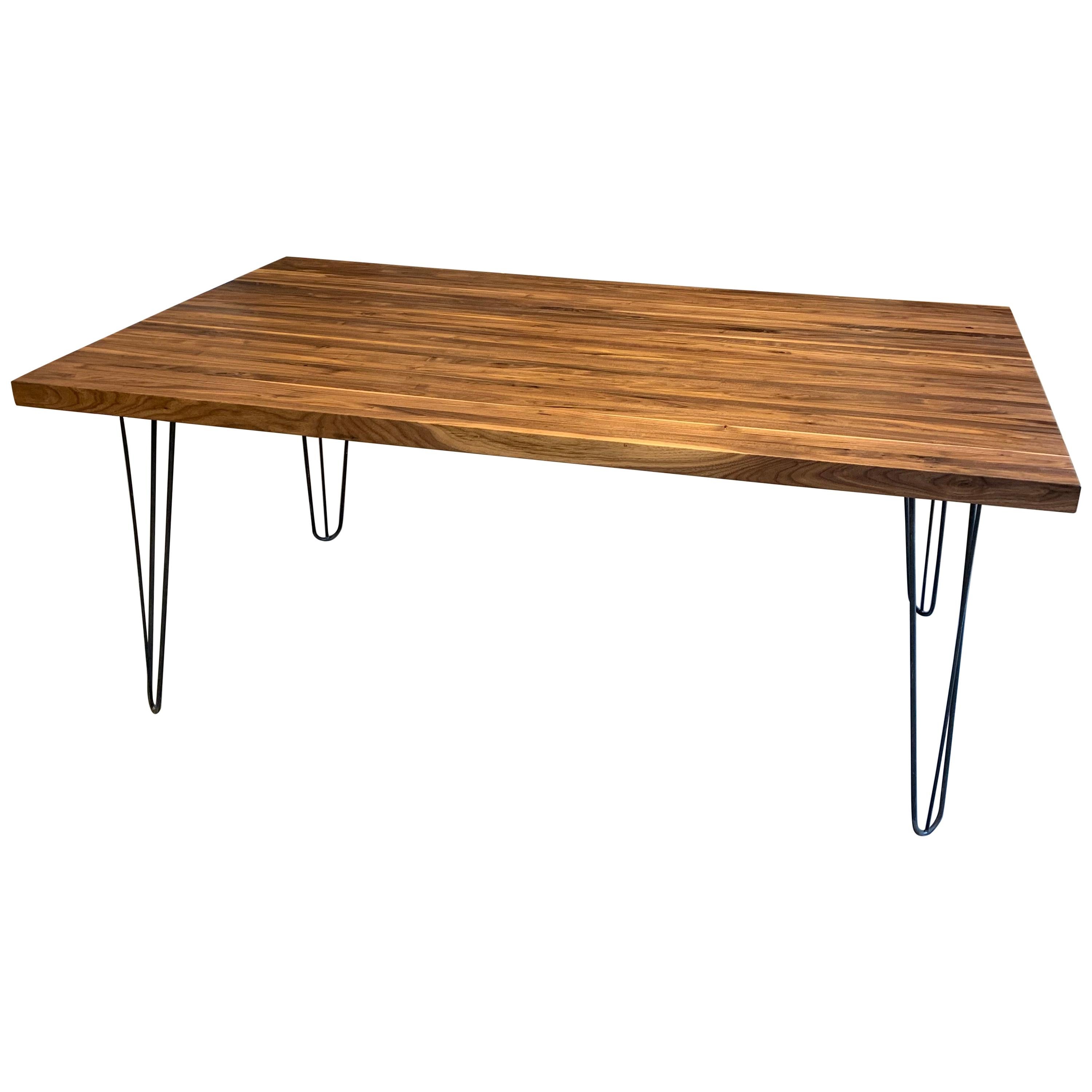 Black Walnut Dining Table on Steel For Sale