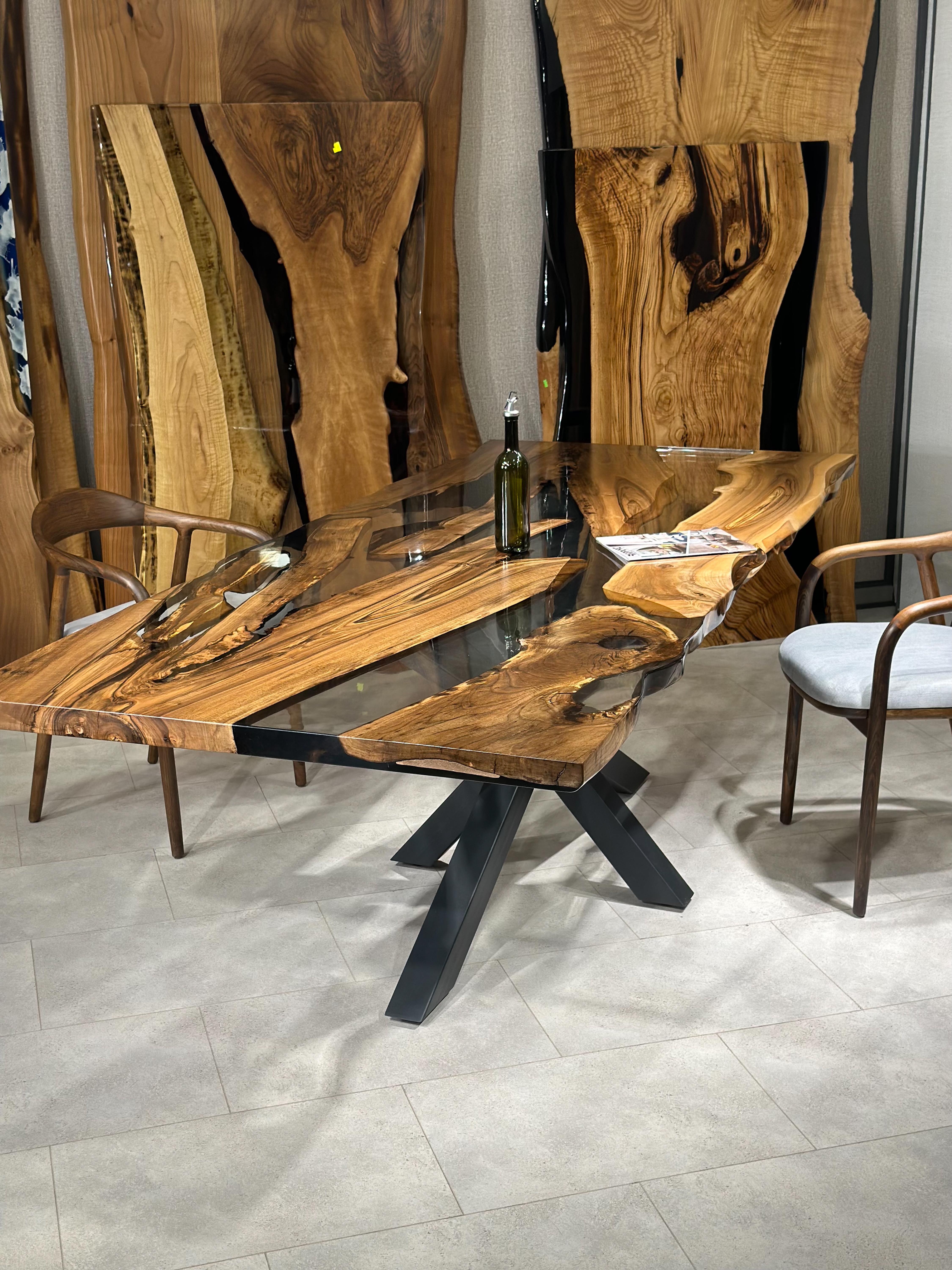Contemporary Black Walnut Dining Table With Spider Leg For Sale
