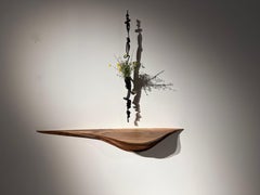 Black Walnut Hand Carved Wall Mount Console by Michael Wilson