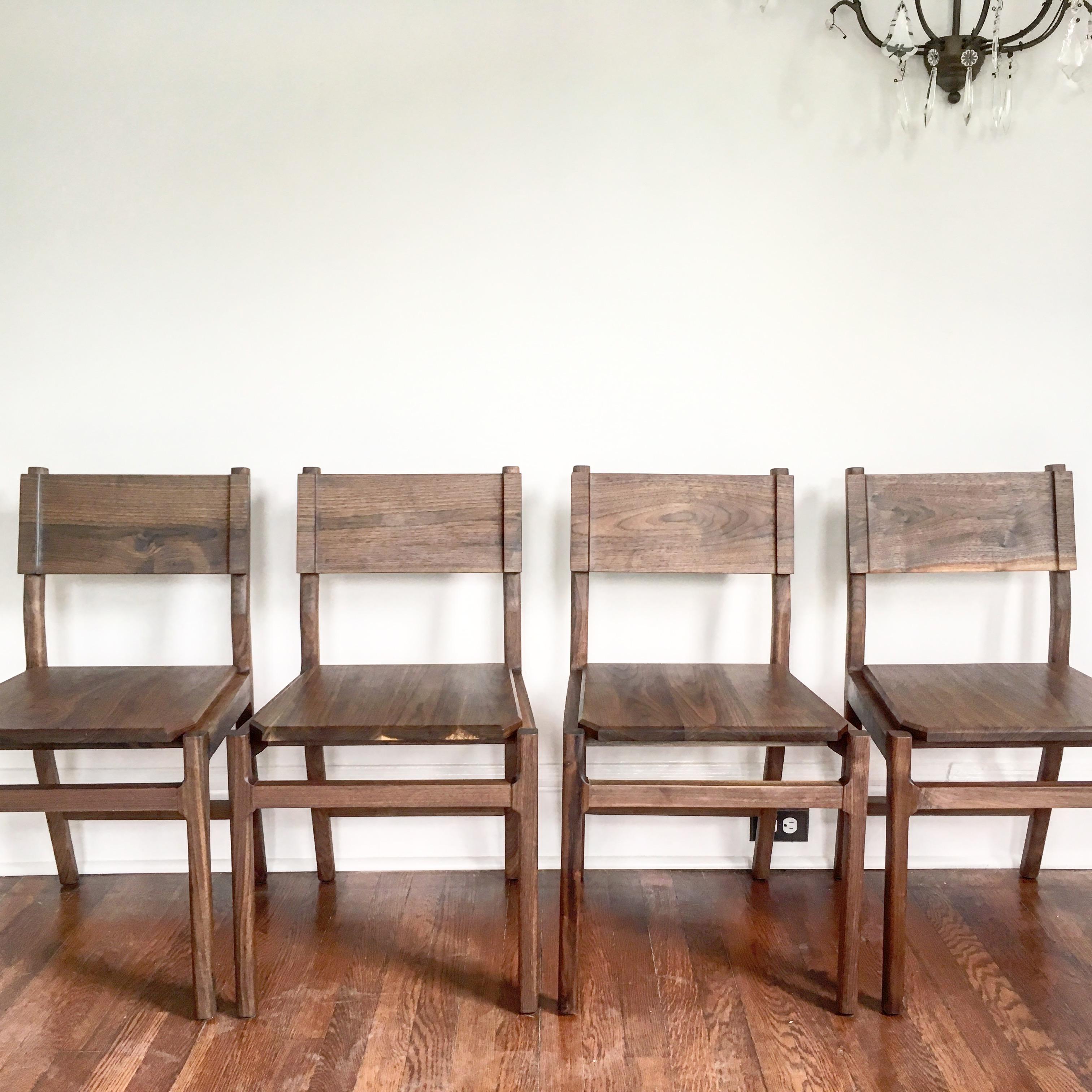 Hand-Crafted Black Walnut Hewitt Wood Dining Chair by New York Heartwoods For Sale