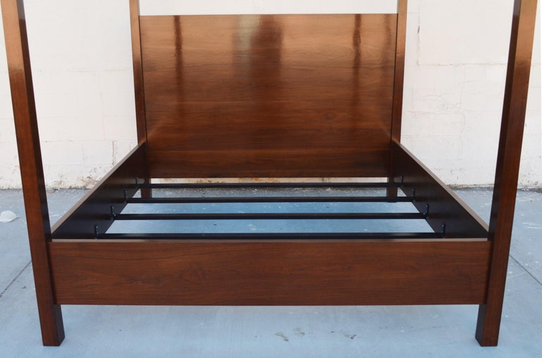 Mid-Century Modern Black Walnut King Bed, Custom Made by Petersen Antiques For Sale