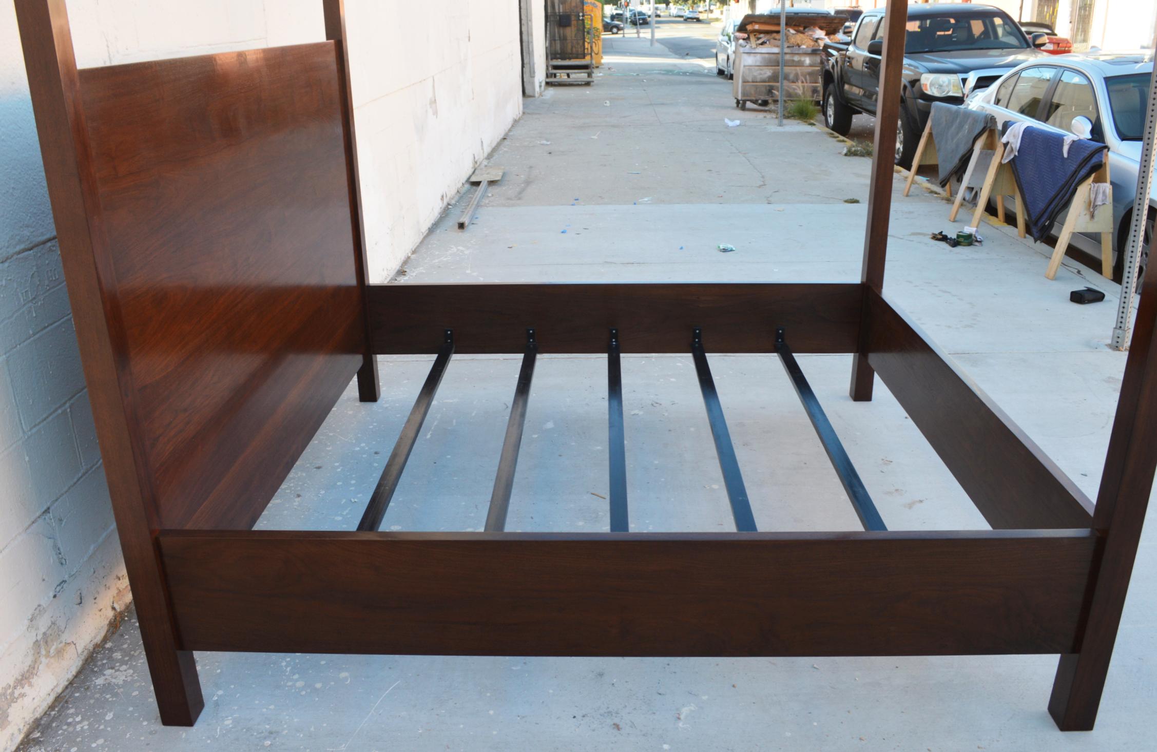 Mid-Century Modern Black Walnut King Bed, Custom Made by Petersen Antiques For Sale