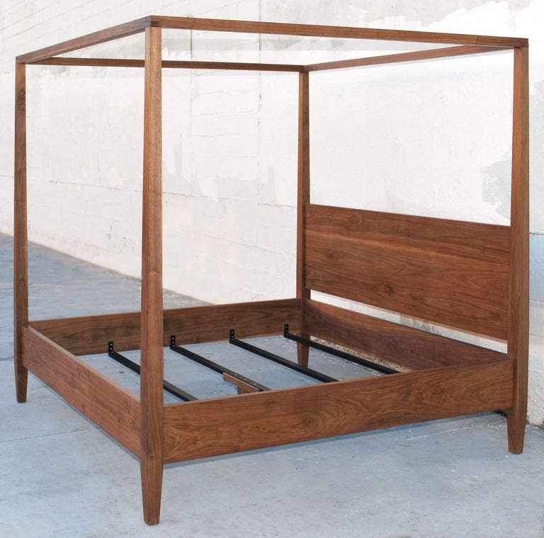 American Black Walnut King Bed, Custom Made by Petersen Antiques For Sale