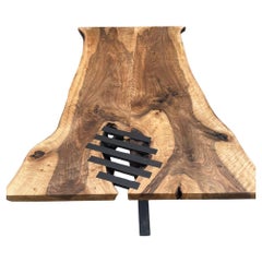 Mesa de comedor con cremallera de nogal negro - Mesa de comedor a medida de madera con cantos vivos