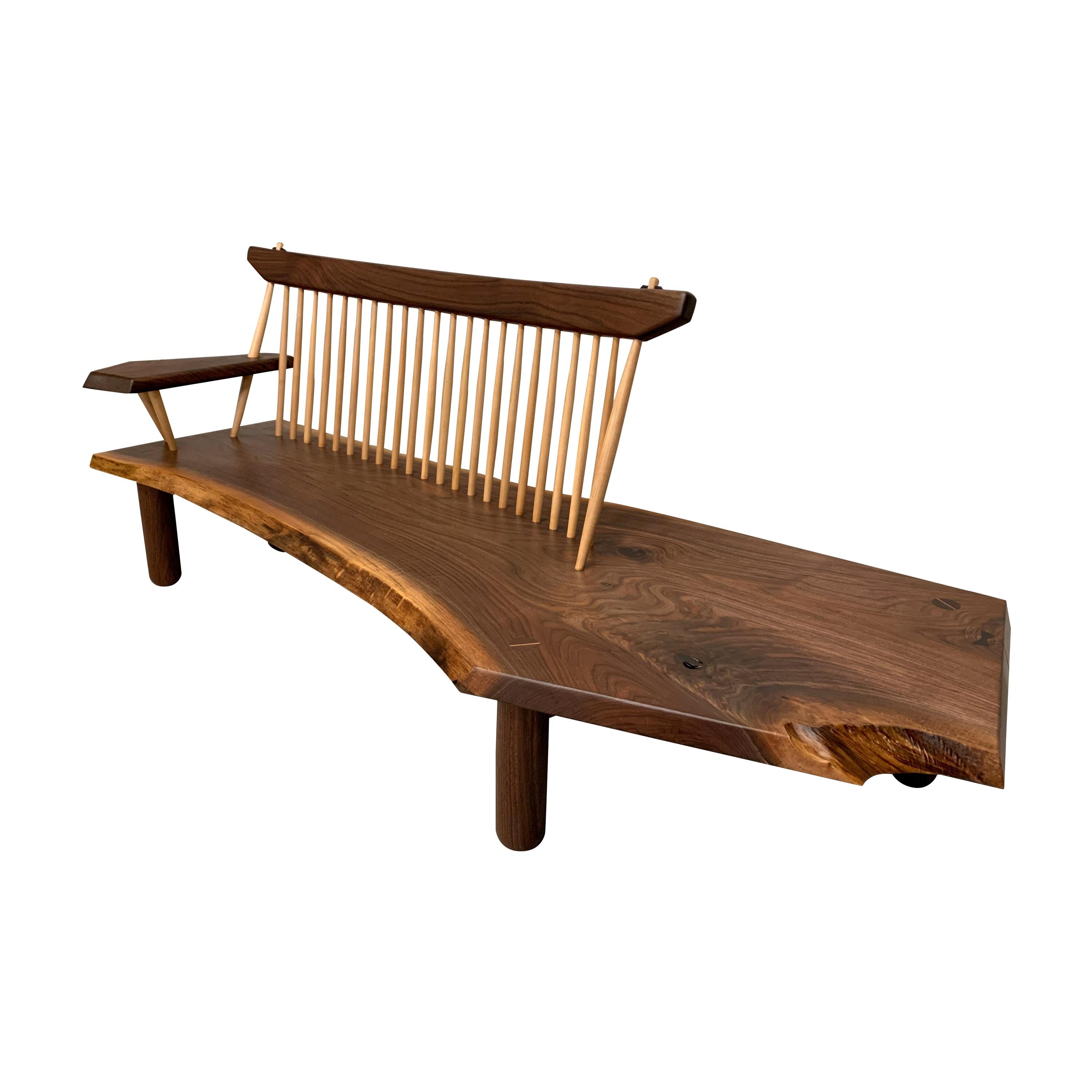 Black Walnut Live Edge Spindle Back Entry Bench, in Stock For Sale at  1stDibs