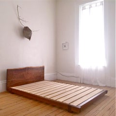 Black Walnut Perri Bed Queen-sized with Sustainable Live-edge Slab Headboard