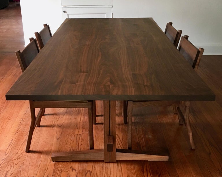 Black Walnut LowTrestle Sustainable Wood Dining Table by New York