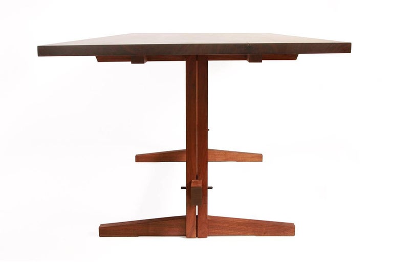 Black Walnut MidCentury Style Low Trestle Dining Table, In Stock For