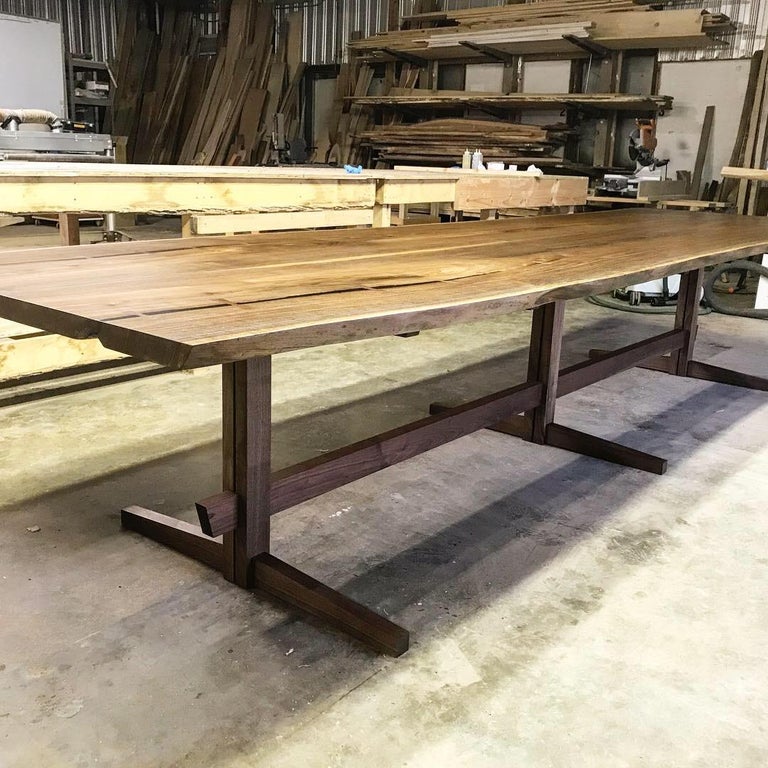 Black Walnut LowTrestle Sustainable Wood Dining Table by New York