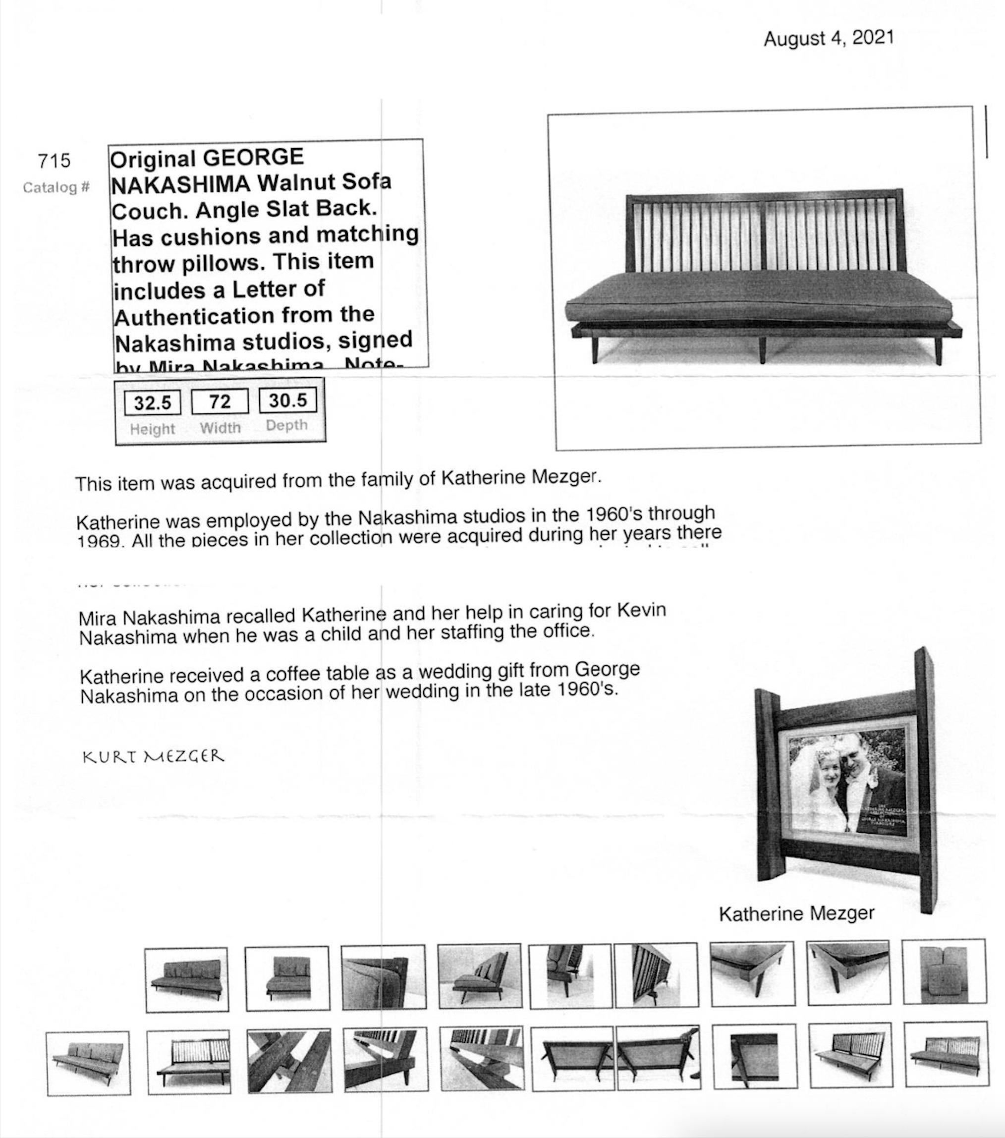 Settee organique moderne du milieu du siècle dernier de George Nakashima en vente 10
