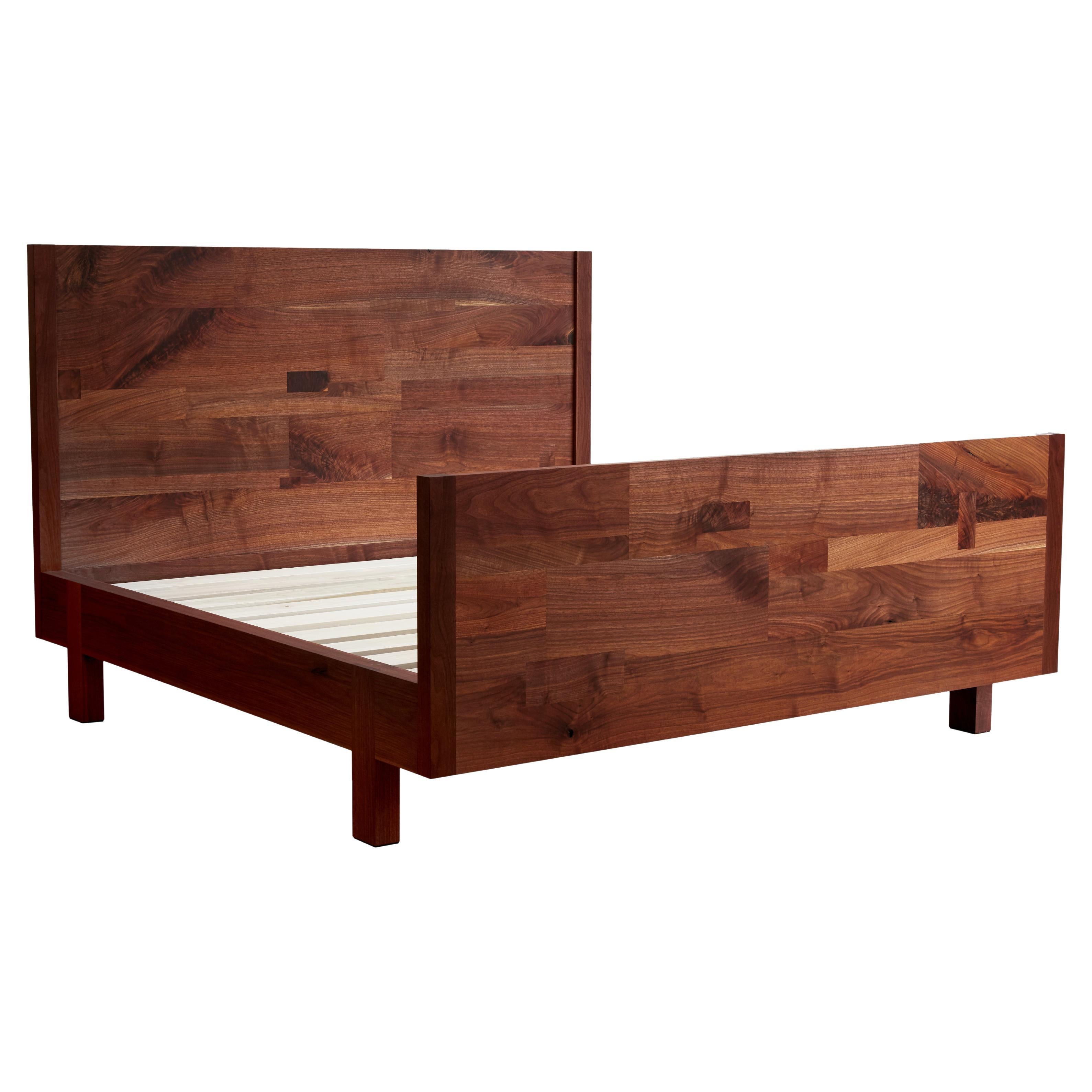 Black Walnut Clove Bed King-Sized with Solid Wood Headboard & Footboard For Sale