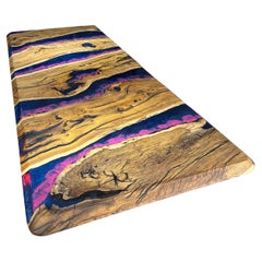 Black Walnut Pink Epoxy Resin Dining Table - Blue River Wood Dining Table