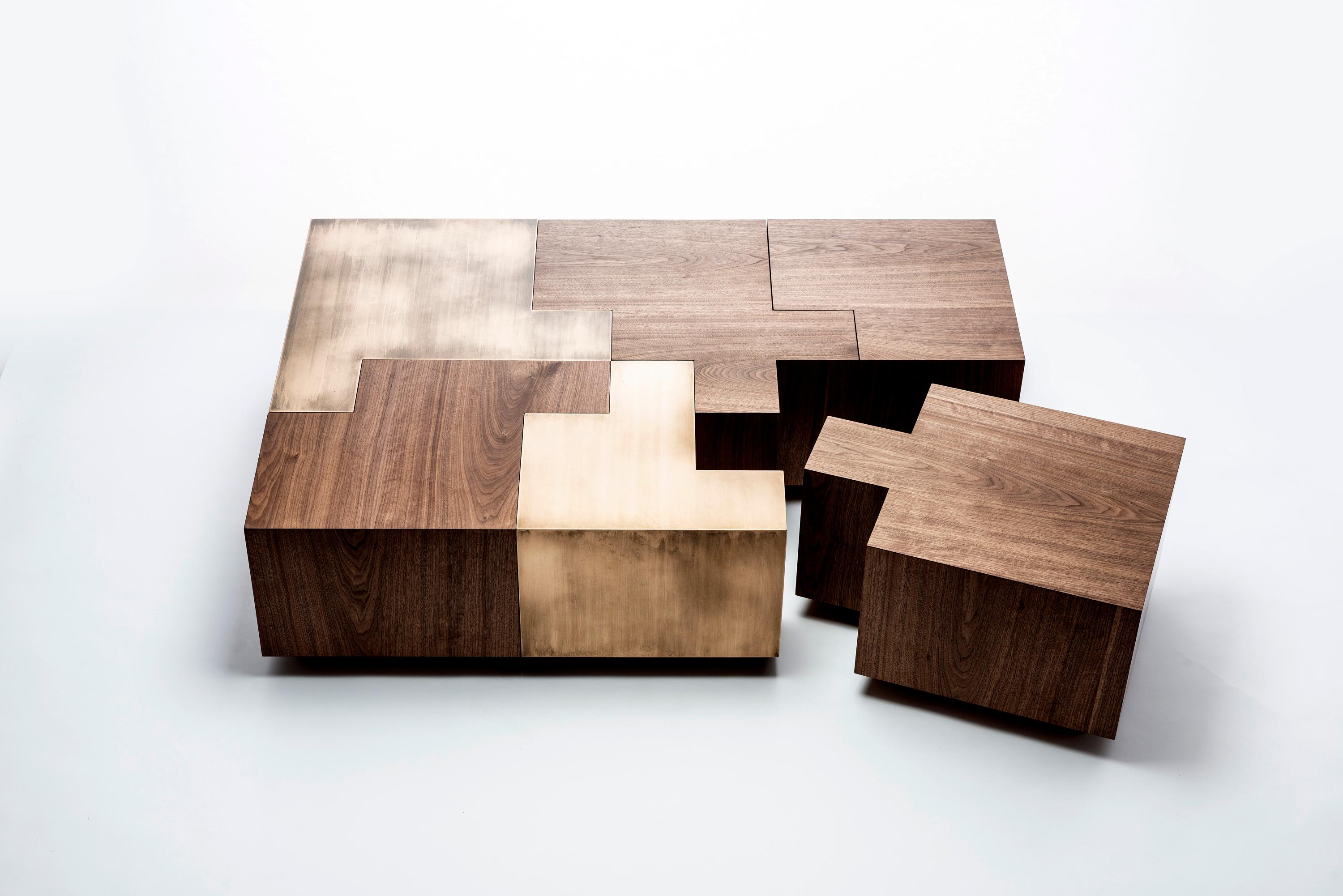 Contemporary Black Walnut Puzzle Table For Sale