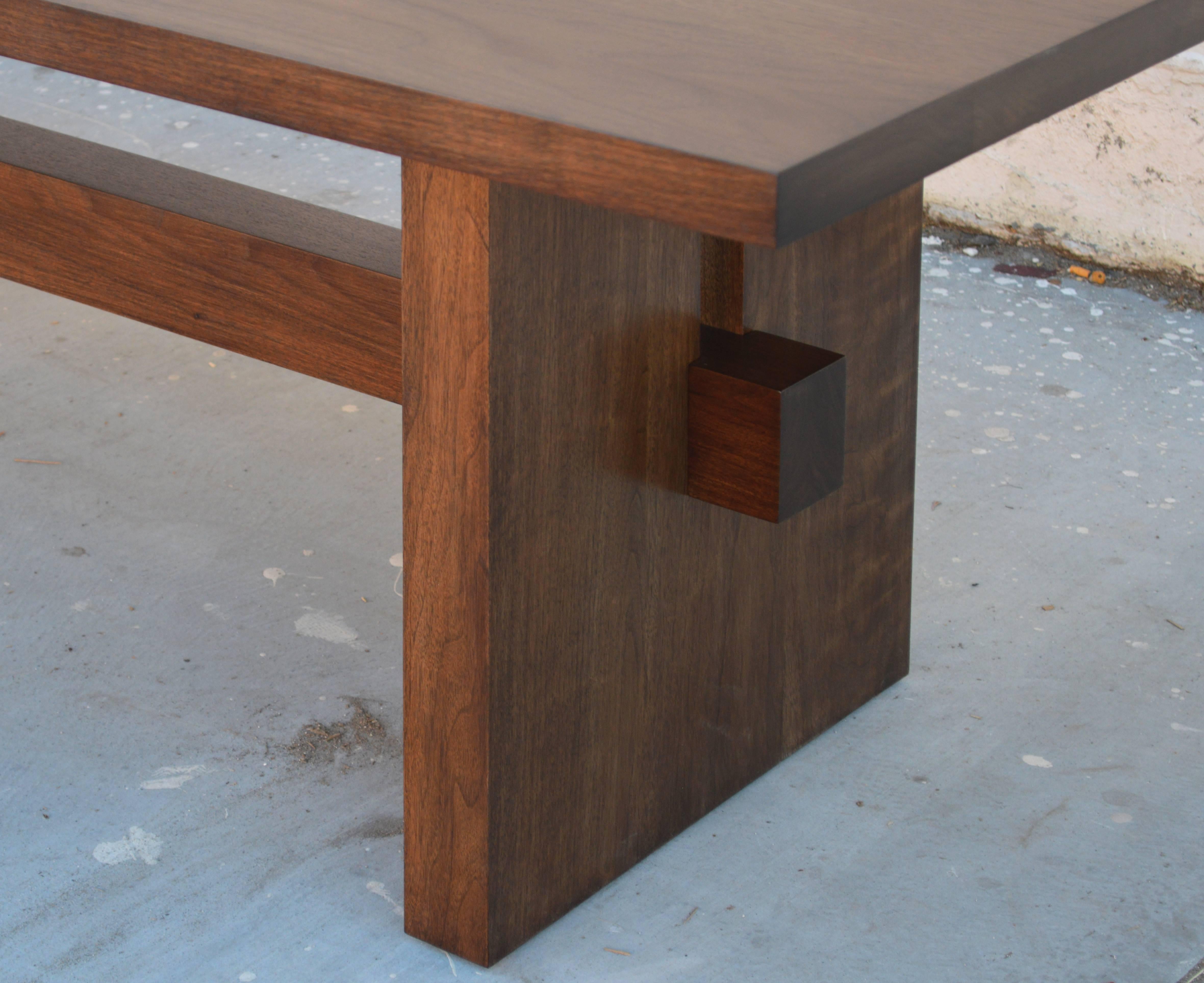 Contemporary Black Walnut Trestle Table, Custom Made by Petersen Antiques