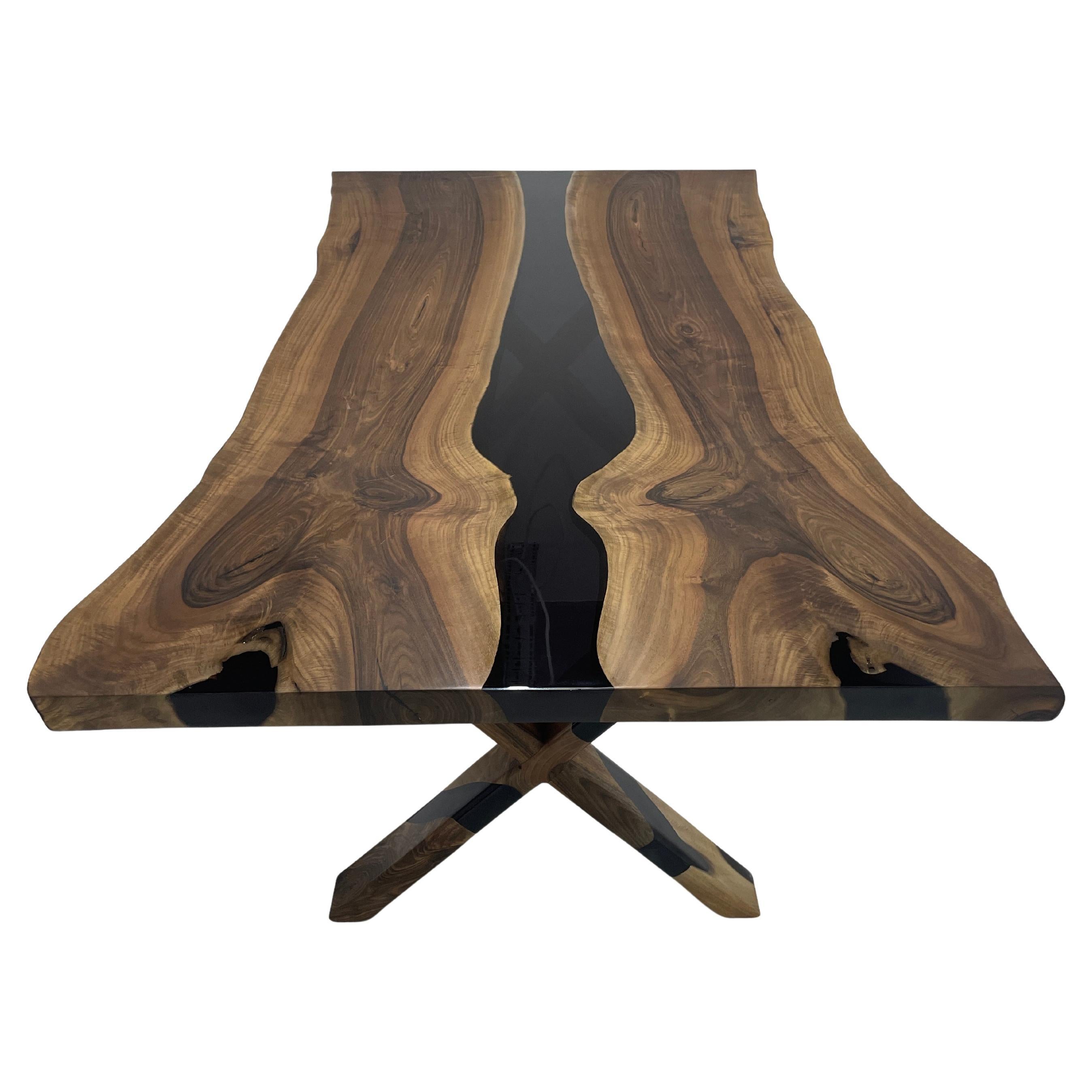 Black Walnut Wood Epoxy Resin Table - Handmade Luxury Custom Furniture