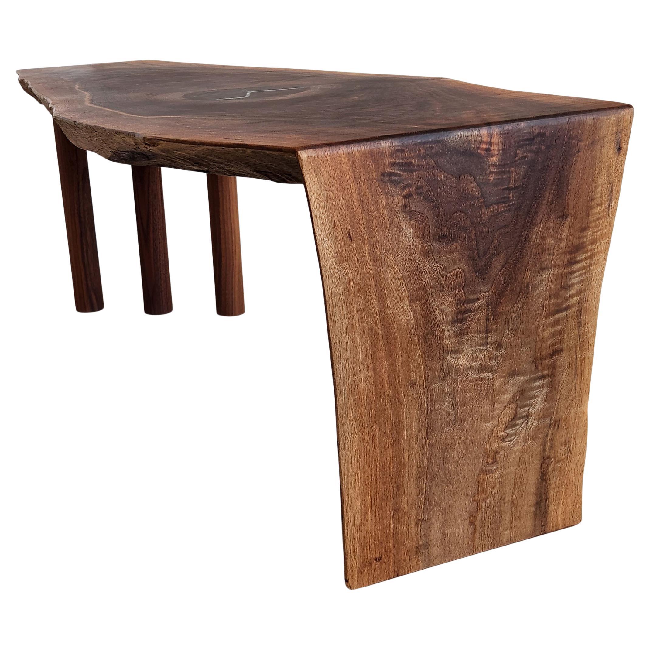 Black Walnut Wood Slab Waterfall Coffee Table by Creation Therrien