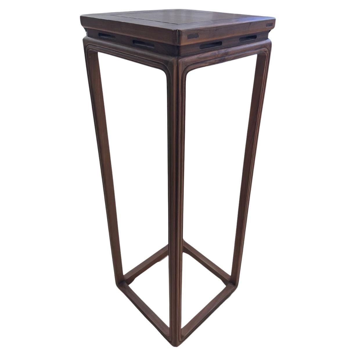 Black Walnut Wood Tall Chinese End Table