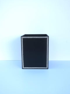 Black Wastebasket Trash Can with Faux Diamond Design
